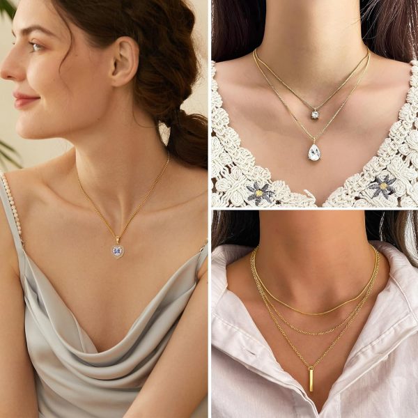 IFKM 36 PC Gold Plated Jewelry Set with 4 Necklace, 11 Bracelet, 7 Ear Cuffs Earring, 14 Knuckle Rings for Women Girls Valentine Anniversary Birthday Friendship Gift - Image 25