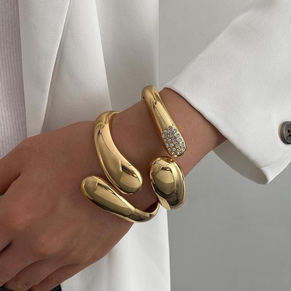 IFKM 3pcs Chunky Gold Bangle Bracelet For Women 14k Gold Plated Trendy Wide Hinged Cuff Open Bracelet Dainty Minimalist Jewelry Gifts - Image 26