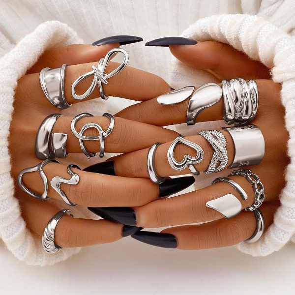 IFKM Gold Chunky Rings Set for Women 14k Gold Plated Thick Dome Stackable Open Rings Trendy Dainty Minimalist Jewelry Gifts - Image 10