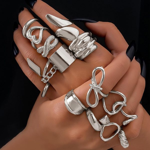 IFKM Gold Chunky Rings Set for Women 14k Gold Plated Thick Dome Stackable Open Rings Trendy Dainty Minimalist Jewelry Gifts - Image 12