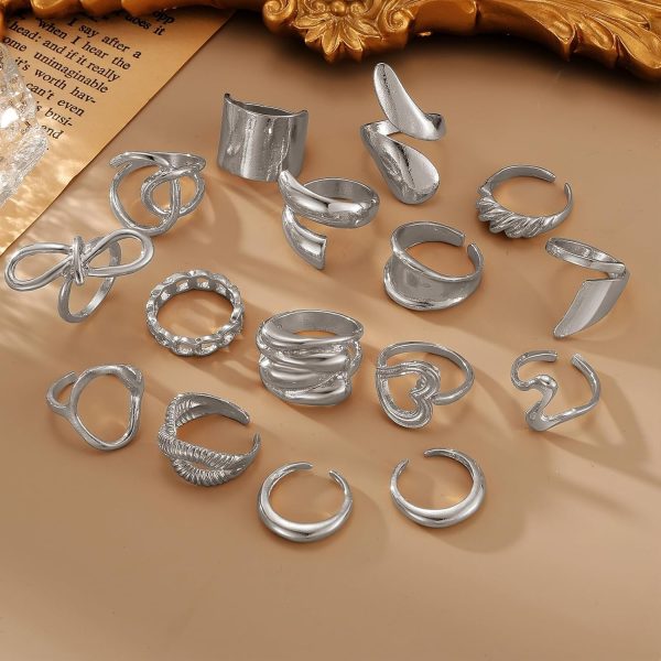 IFKM Gold Chunky Rings Set for Women 14k Gold Plated Thick Dome Stackable Open Rings Trendy Dainty Minimalist Jewelry Gifts - Image 13