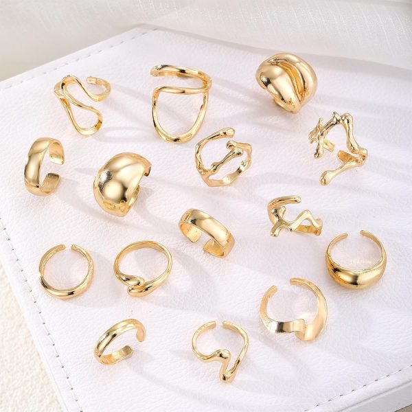 IFKM Gold Chunky Rings Set for Women 14k Gold Plated Thick Dome Stackable Open Rings Trendy Dainty Minimalist Jewelry Gifts - Image 20