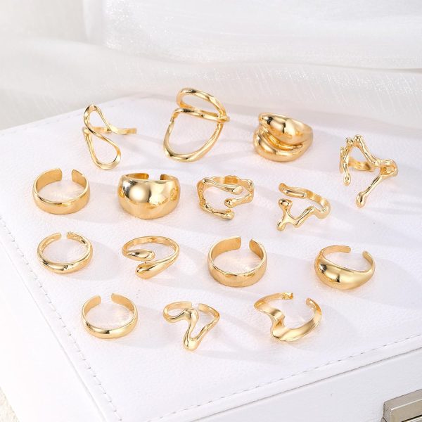 IFKM Gold Chunky Rings Set for Women 14k Gold Plated Thick Dome Stackable Open Rings Trendy Dainty Minimalist Jewelry Gifts - Image 23