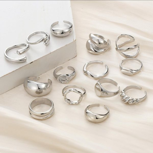 IFKM Gold Chunky Rings Set for Women 14k Gold Plated Thick Dome Stackable Open Rings Trendy Dainty Minimalist Jewelry Gifts - Image 46