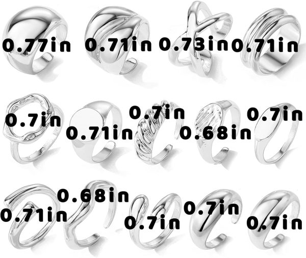 IFKM Gold Chunky Rings Set for Women 14k Gold Plated Thick Dome Stackable Open Rings Trendy Dainty Minimalist Jewelry Gifts - Image 48