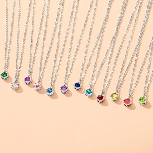 IFKM Genuine Birthstone Jewelry Set For Women Silver Plated Cz Choker Infinity Necklace Teardrop Dangle Earrings For Birthday Gifts Bridal Bridesmaid Accessories Wedding Prom Anniversary Jewelry - Image 5