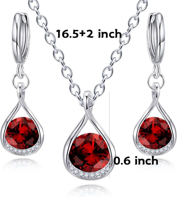IFKM Genuine Birthstone Jewelry Set For Women Silver Plated Cz Choker Infinity Necklace Teardrop Dangle Earrings For Birthday Gifts Bridal Bridesmaid Accessories Wedding Prom Anniversary Jewelry - Image 7