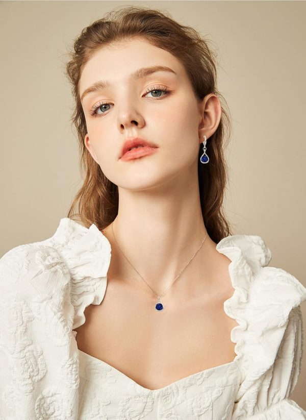 IFKM Genuine Birthstone Jewelry Set For Women Silver Plated Cz Choker Infinity Necklace Teardrop Dangle Earrings For Birthday Gifts Bridal Bridesmaid Accessories Wedding Prom Anniversary Jewelry - Image 19