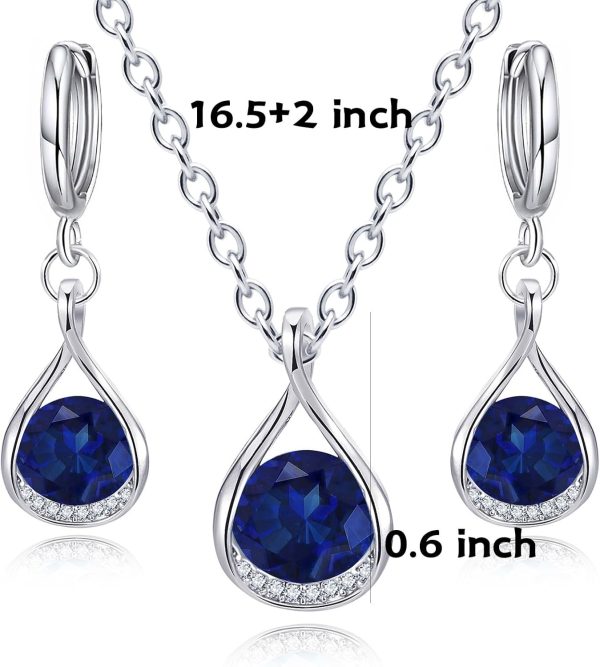 IFKM Genuine Birthstone Jewelry Set For Women Silver Plated Cz Choker Infinity Necklace Teardrop Dangle Earrings For Birthday Gifts Bridal Bridesmaid Accessories Wedding Prom Anniversary Jewelry - Image 20