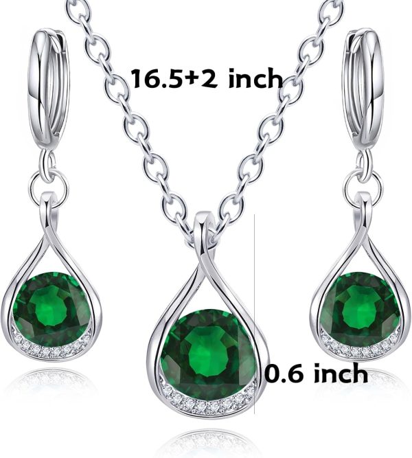 IFKM Genuine Birthstone Jewelry Set For Women Silver Plated Cz Choker Infinity Necklace Teardrop Dangle Earrings For Birthday Gifts Bridal Bridesmaid Accessories Wedding Prom Anniversary Jewelry - Image 23