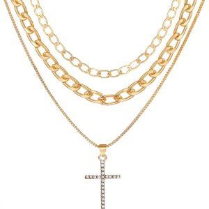 IFKM Layered Gold Choker Necklaces For Women, 14k Gold Plated Pendant Necklace Trendy Dainty Chain Layered Choker Necklaces Fashion Jewelry Gift…