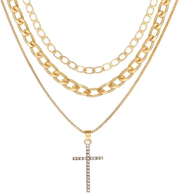 IFKM Layered Gold Choker Necklaces For Women, 14k Gold Plated Pendant Necklace Trendy Dainty Chain Layered Choker Necklaces Fashion Jewelry Gift…