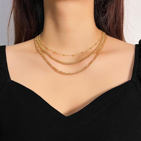 IFKM Layered Gold Choker Necklaces For Women, 14k Gold Plated Pendant Necklace Trendy Dainty Chain Layered Choker Necklaces Fashion Jewelry Gift… - Image 4