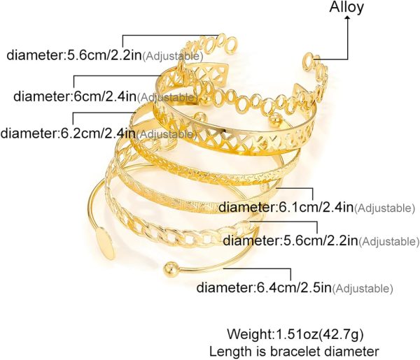 IFKM Gold Bangle Bracelets For Women, 14k Gold Plated Multi Layer Stackable Cuff Bracelet Set, Trendy Elegance Charms Non Tarnish Minimalist Textured Boho Jewelry Gift for Women - Image 6