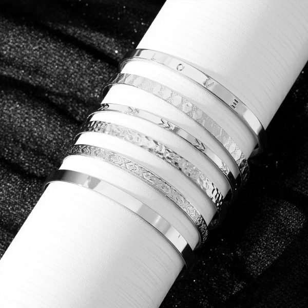 IFKM Gold Bangle Bracelets For Women, 14k Gold Plated Multi Layer Stackable Cuff Bracelet Set, Trendy Elegance Charms Non Tarnish Minimalist Textured Boho Jewelry Gift for Women - Image 12