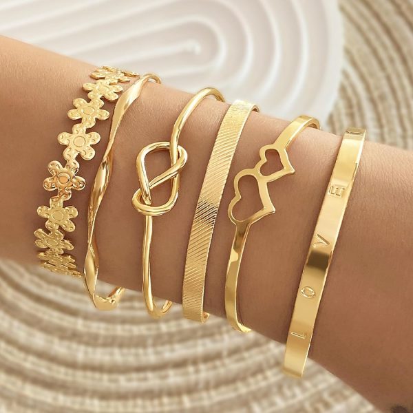 IFKM Gold Bangle Bracelets For Women, 14k Gold Plated Multi Layer Stackable Cuff Bracelet Set, Trendy Elegance Charms Non Tarnish Minimalist Textured Boho Jewelry Gift for Women - Image 16
