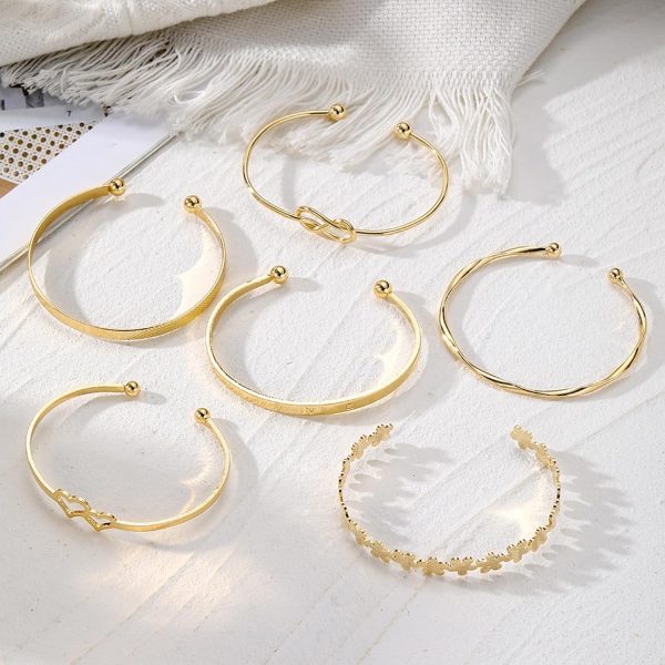 IFKM Gold Bangle Bracelets For Women, 14k Gold Plated Multi Layer Stackable Cuff Bracelet Set, Trendy Elegance Charms Non Tarnish Minimalist Textured Boho Jewelry Gift for Women - Image 20