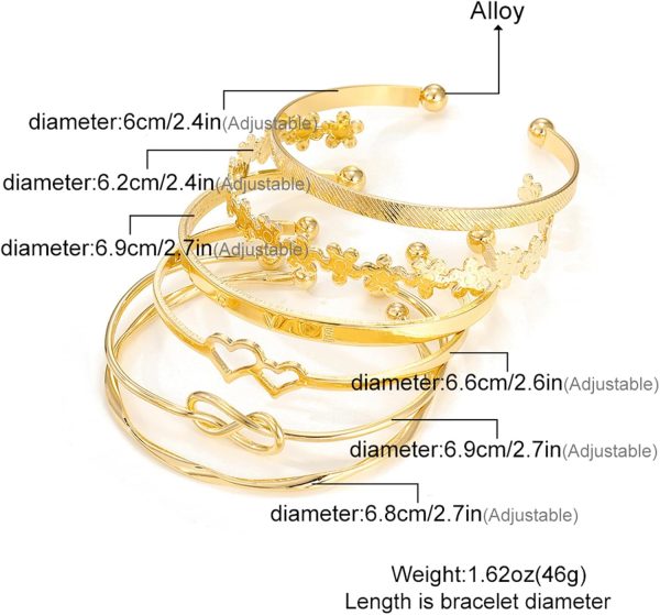 IFKM Gold Bangle Bracelets For Women, 14k Gold Plated Multi Layer Stackable Cuff Bracelet Set, Trendy Elegance Charms Non Tarnish Minimalist Textured Boho Jewelry Gift for Women - Image 21