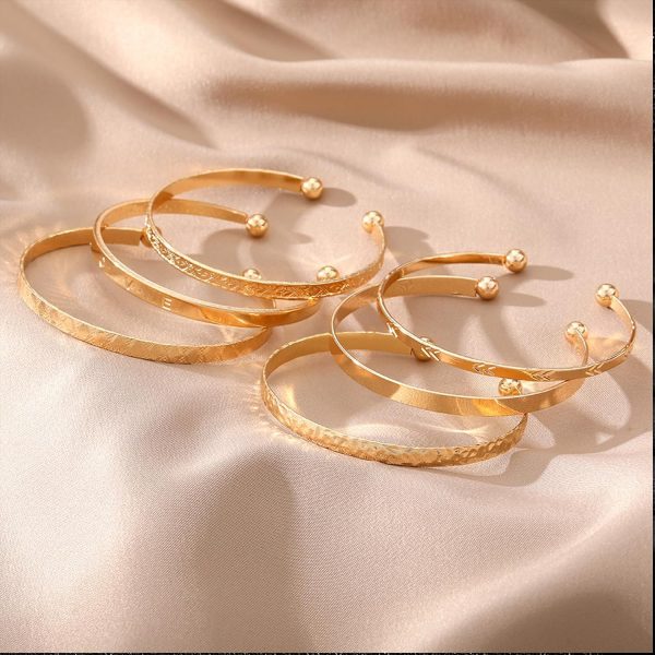 IFKM Gold Bangle Bracelets For Women, 14k Gold Plated Multi Layer Stackable Cuff Bracelet Set, Trendy Elegance Charms Non Tarnish Minimalist Textured Boho Jewelry Gift for Women - Image 29