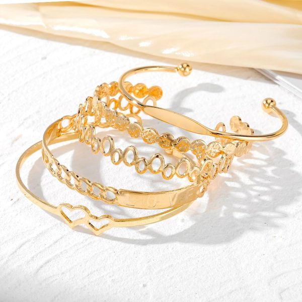 IFKM Gold Bangle Bracelets For Women, 14k Gold Plated Multi Layer Stackable Cuff Bracelet Set, Trendy Elegance Charms Non Tarnish Minimalist Textured Boho Jewelry Gift for Women - Image 35