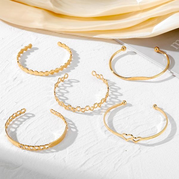 IFKM Gold Bangle Bracelets For Women, 14k Gold Plated Multi Layer Stackable Cuff Bracelet Set, Trendy Elegance Charms Non Tarnish Minimalist Textured Boho Jewelry Gift for Women - Image 36