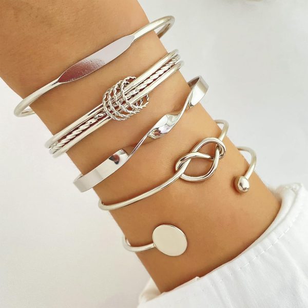 IFKM Gold Bangle Bracelets For Women, 14k Gold Plated Multi Layer Stackable Cuff Bracelet Set, Trendy Elegance Charms Non Tarnish Minimalist Textured Boho Jewelry Gift for Women - Image 39