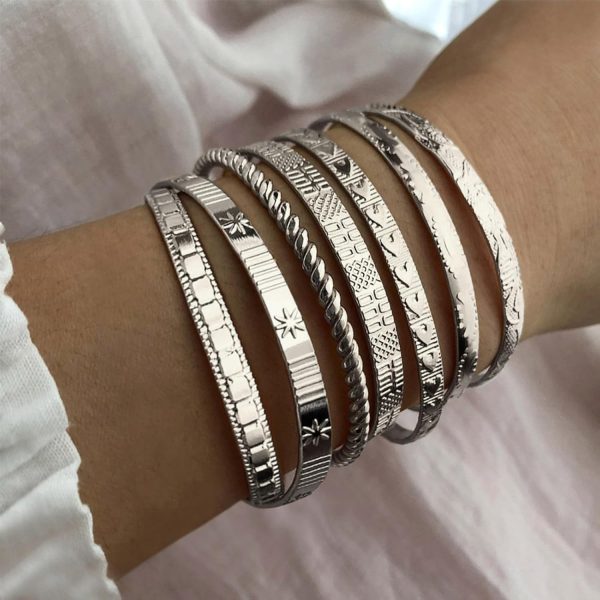 IFKM Gold Bangle Bracelets For Women, 14k Gold Plated Multi Layer Stackable Cuff Bracelet Set, Trendy Elegance Charms Non Tarnish Minimalist Textured Boho Jewelry Gift for Women - Image 46