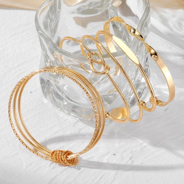IFKM Gold Bangle Bracelets For Women, 14k Gold Plated Multi Layer Stackable Cuff Bracelet Set, Trendy Elegance Charms Non Tarnish Minimalist Textured Boho Jewelry Gift for Women - Image 55
