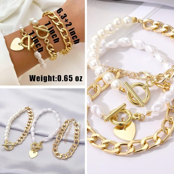 IFKM 6 PACK (24 PCS) Boho Gold Chain Bracelets Set for Women, 14K Gold Plated Multiple Layered Stackable Open Cuff Wrap Bangle Adjustable Link Italian Cuban Jewelry for Women Gift - Image 11