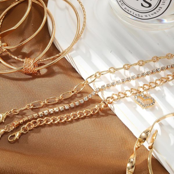 IFKM 6 PACK (24 PCS) Boho Gold Chain Bracelets Set for Women, 14K Gold Plated Multiple Layered Stackable Open Cuff Wrap Bangle Adjustable Link Italian Cuban Jewelry for Women Gift - Image 28