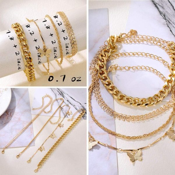 IFKM 6 PACK (24 PCS) Boho Gold Chain Bracelets Set for Women, 14K Gold Plated Multiple Layered Stackable Open Cuff Wrap Bangle Adjustable Link Italian Cuban Jewelry for Women Gift - Image 32