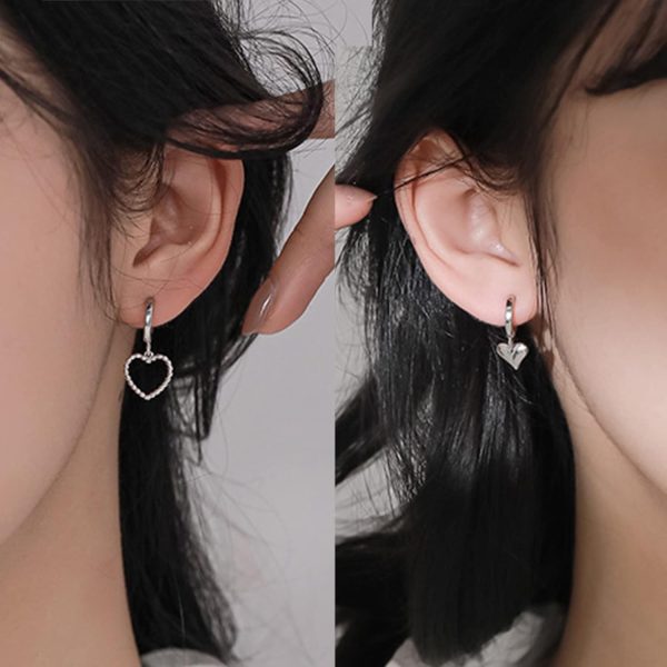 IFKM 14 Pcs/Set Earrings Cuff For Women, Gold/Silver Rhinestone Earrings Wrap Ear Cuff No Piercing Ear Clip Heart Hoop Earrings Simple Women Jewelry (Silver) - Image 6