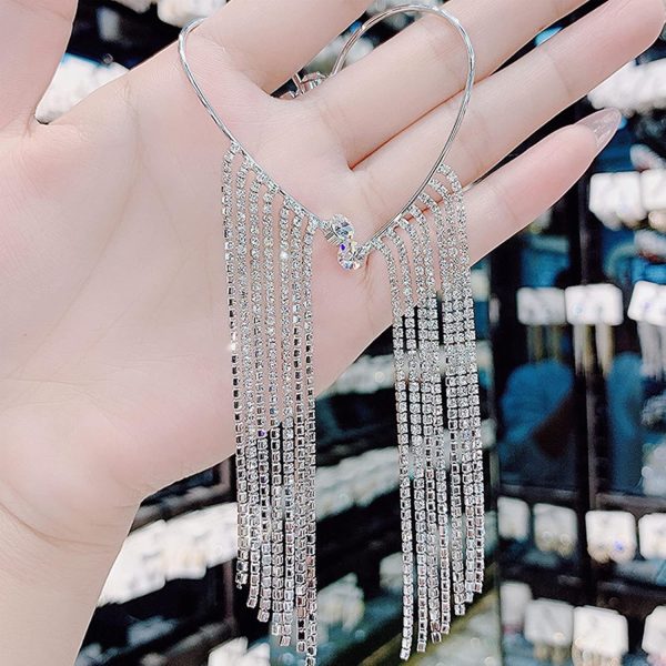 IFKM 14 Pcs/Set Earrings Cuff For Women, Gold/Silver Rhinestone Earrings Wrap Ear Cuff No Piercing Ear Clip Heart Hoop Earrings Simple Women Jewelry (Silver) - Image 8